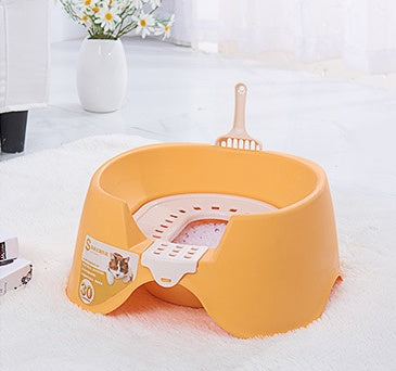 Spillproof Cat Litter Pan Semi-enclosed Oversize  Cat Toilet