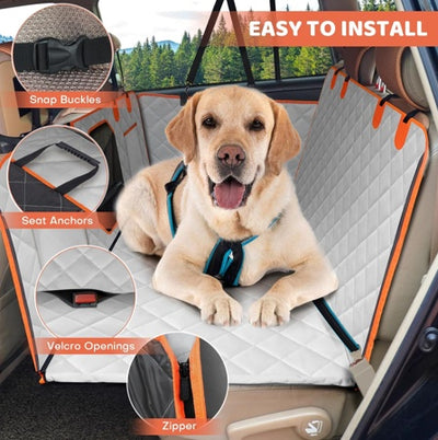 Dog Backseat Extender, Car Seat Cover With A Hard Bottom That Can Withstand 400 Pounds, Sturdy Waterproof Dog Hammock