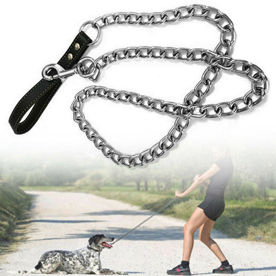 1PCS 1.2m Metal Chain Dog Lead Pet Puppy Leash Long Heavy Duty Anti-Chew Control