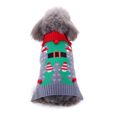 Pet Bone Stripe High Neck Christmas Sweater