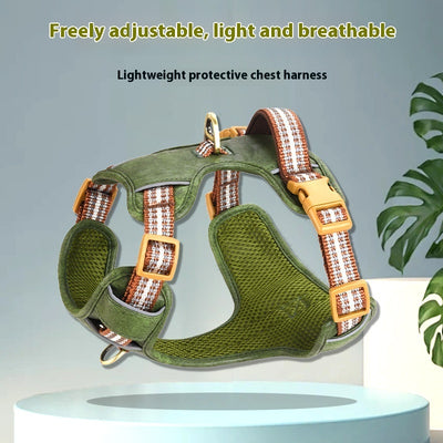 Explosion-proof Reflective Retro Leather Pet Harness